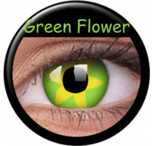 ColorVue Crazy Kontaktlinsen - Green Flower (2 St. Jahreslinsen) – ohne Stärke