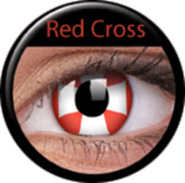 ColourVue Crazy Kontaktlinsen - Red Cross (2 St. Jahreslinsen) – ohne Stärke