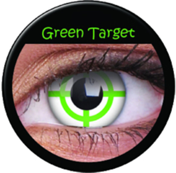 ColorVue Crazy-Kontaktlinsen - Green Target (2 St. 3-Monatslinsen) – ohne Stärke