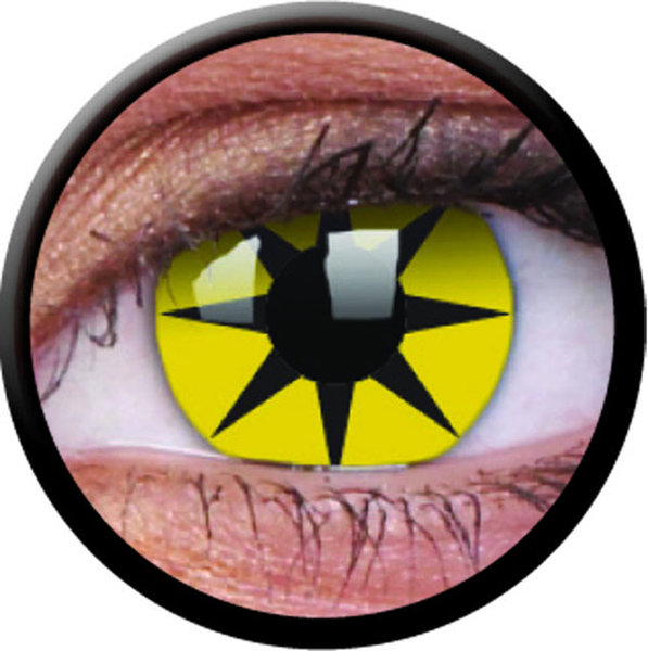 ColorVue Crazy-Kontaktlinsen - Yellow star (2 St. 3-Monatslinsen) – ohne Stärke